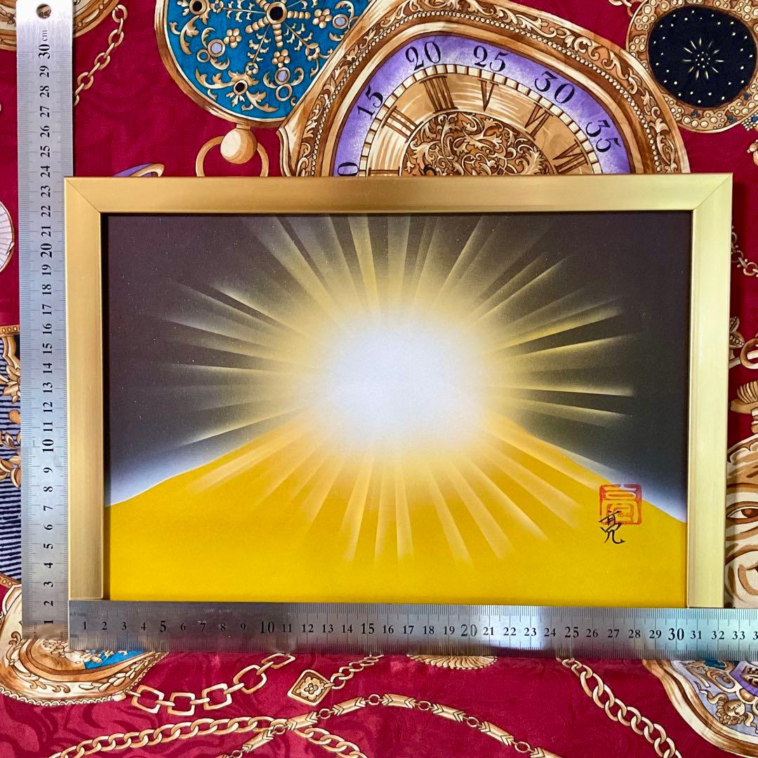 富士山絵画スピリチュアルアート｜A4風水絵画ダイヤモンド金富士 金運財運アップ