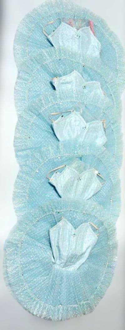 バレエ　水色レースチュチュ　小学校2~3年生　訳ありボン28cm　5着まとめ