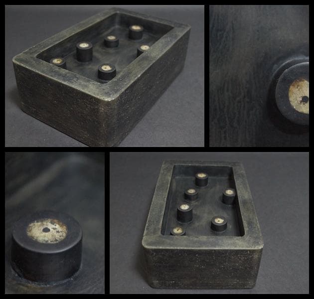 文房至宝 清大型古端渓硯(六石眼)重5.4kg 古玉筆/李朝水滴/古銅製梅文筆置