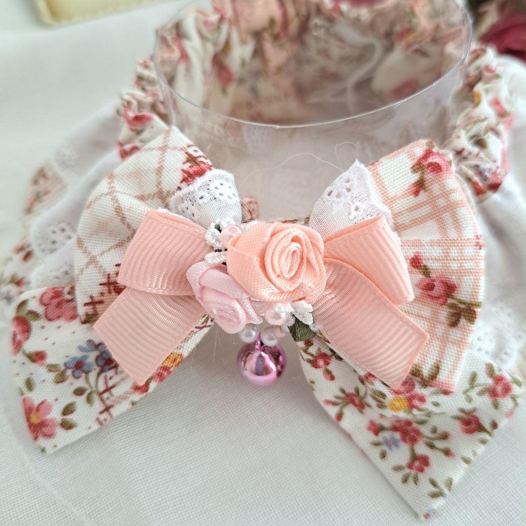 ss55、幅広シュシュ(カントリーパッチワークピンク)わんちゃん猫ちゃん用