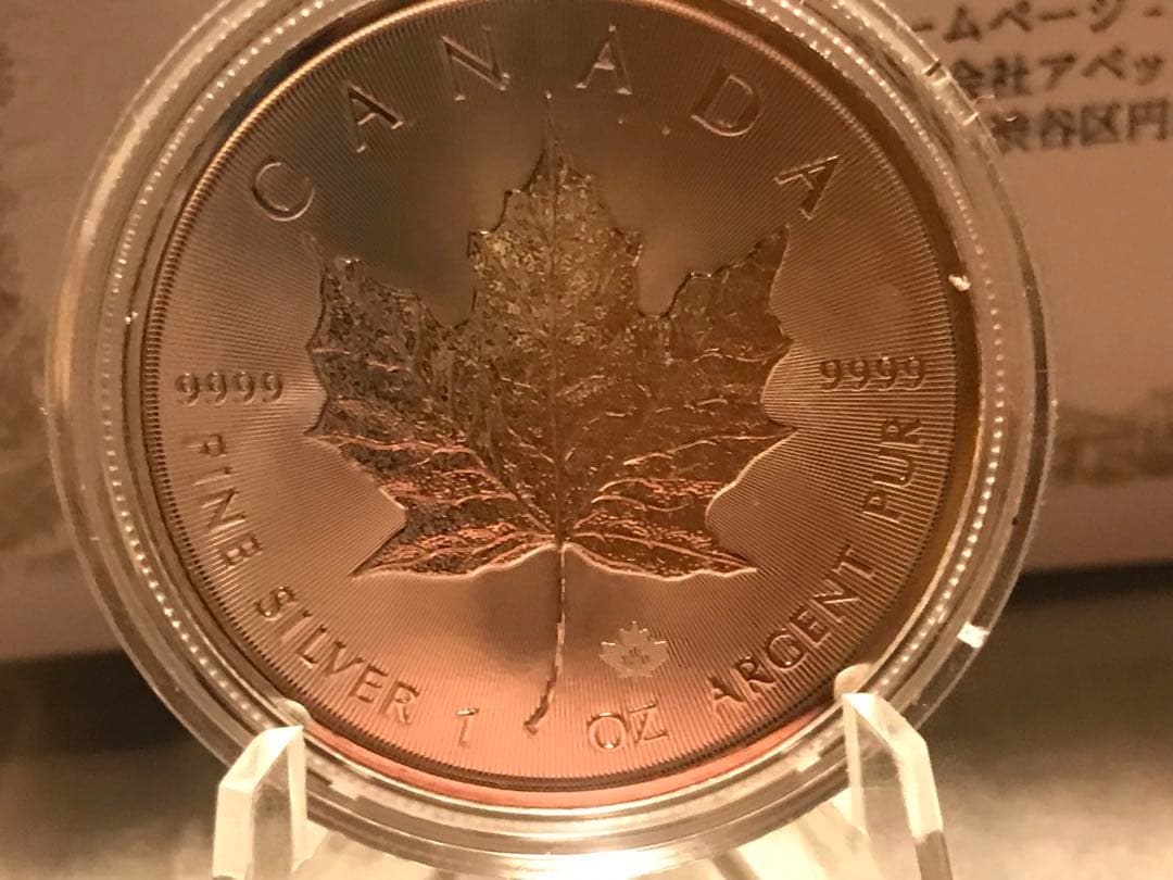 値下げ最終❗️保証書付き 1オンス メイプルリーフ 銀貨３１.１グラム実測