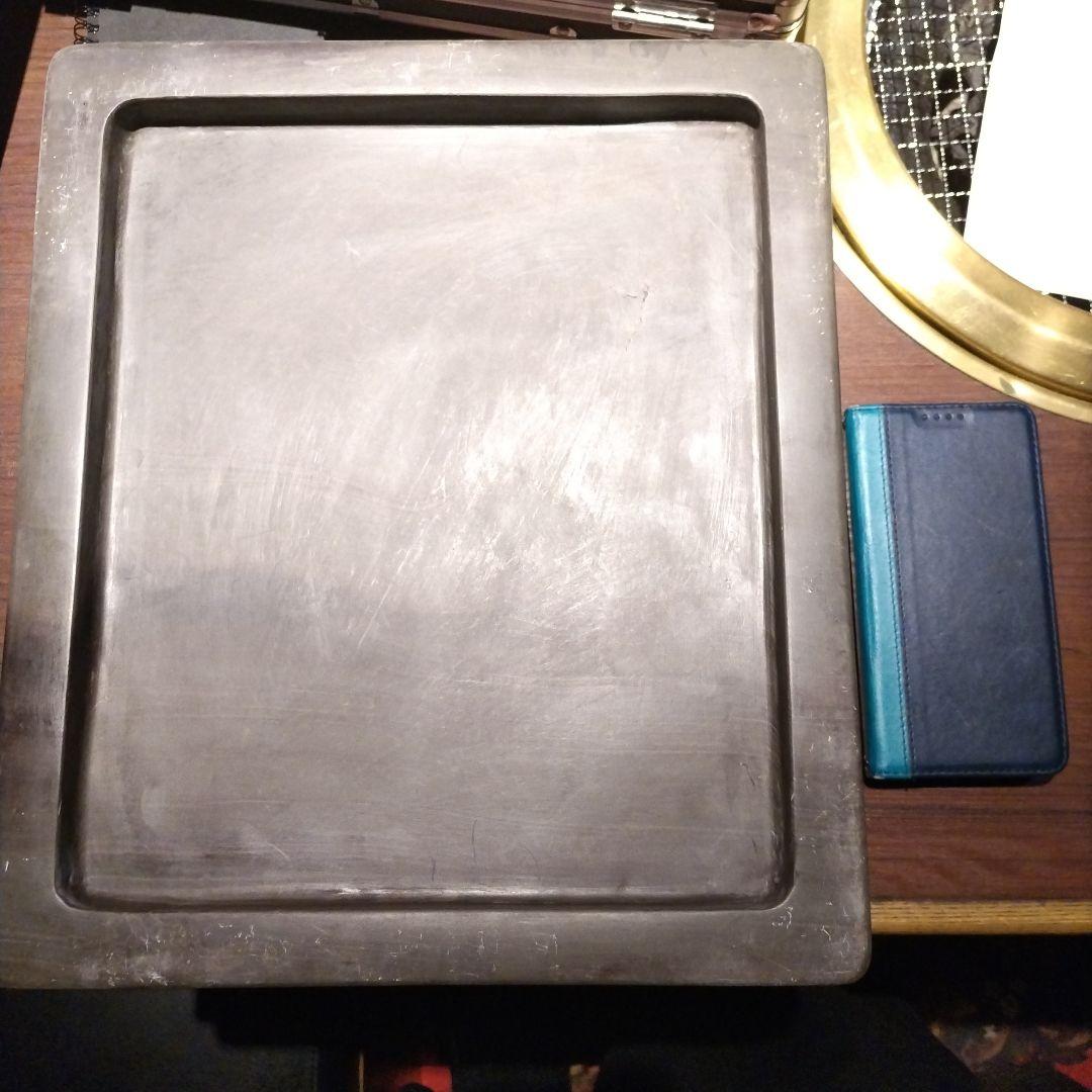 彫刻付き石製硯箱 約30cm x 20cm 重さ14kg