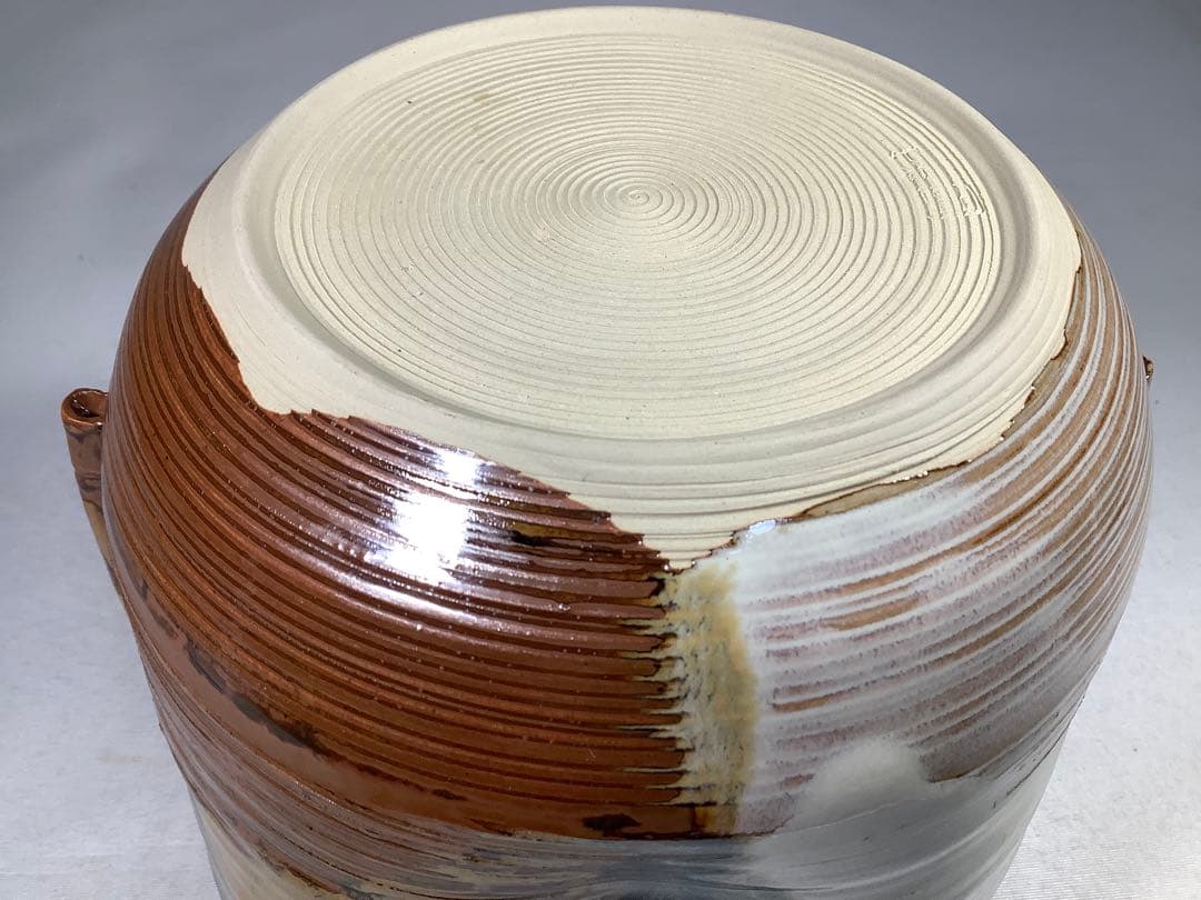 高取焼　亀井楽山　掛分耳付水指　茶道具　送料無料