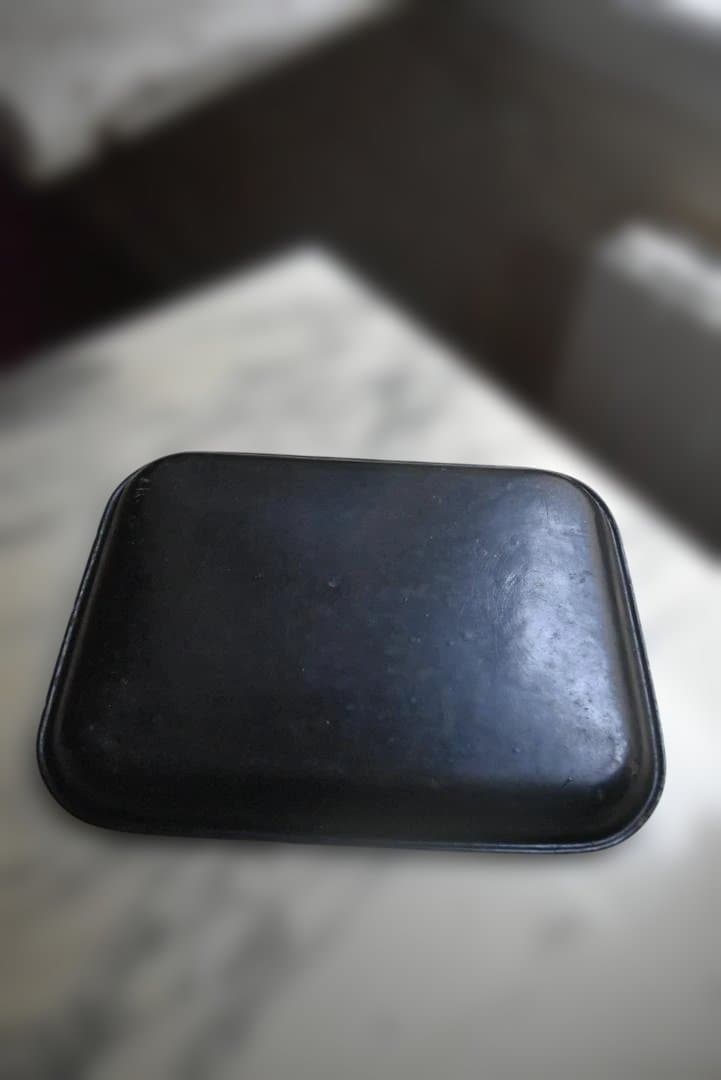 N3　フランス19世紀　マーガレットと蝶　パピエマシェの盆　アンティーク