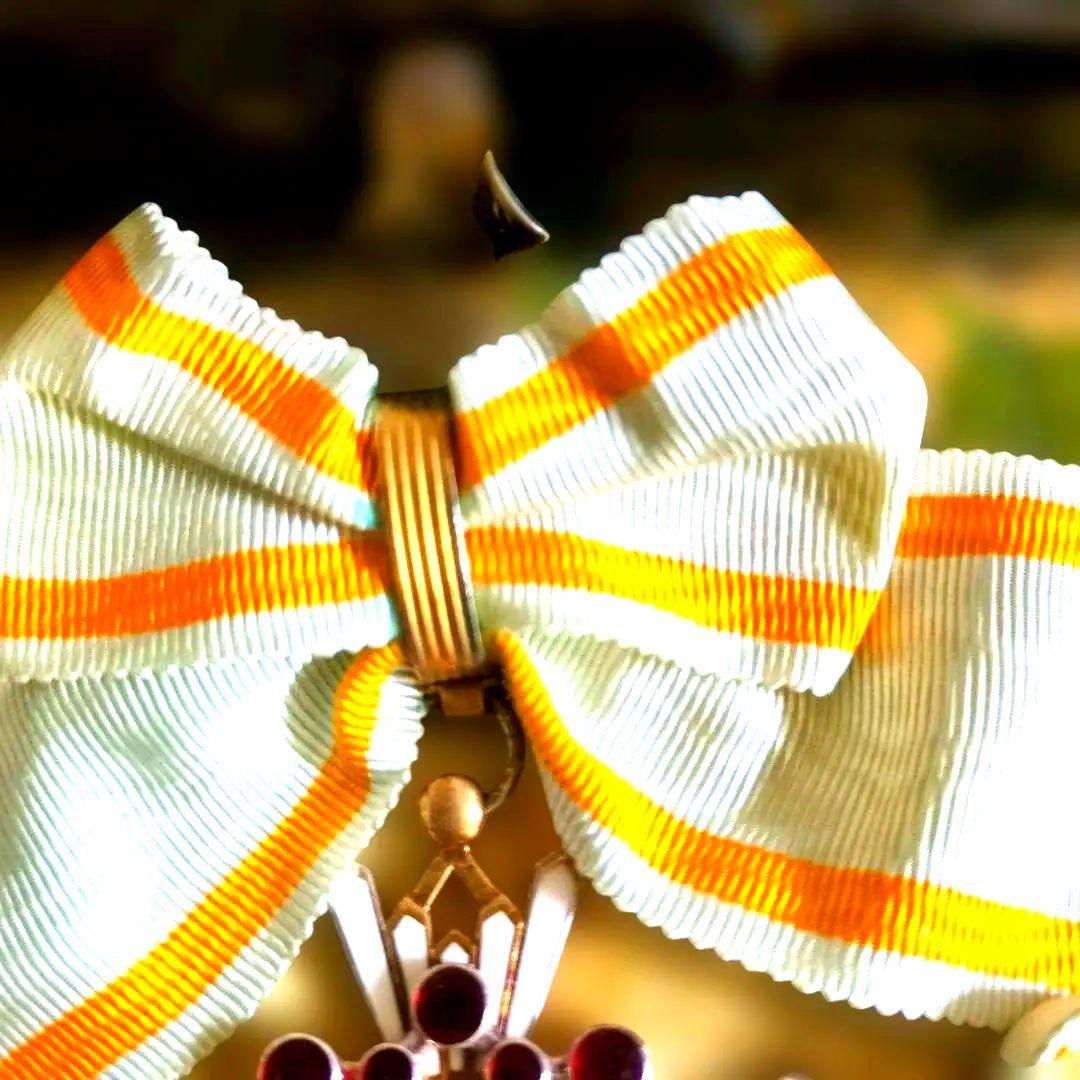 【最終価格】【美品・希少】勲五等瑞宝章 リボン婦人用 塗共箱・略綬付き