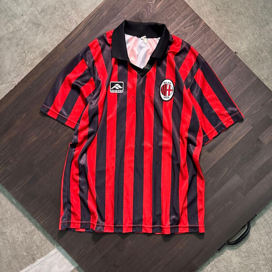 8SM1 ゲームシャツ　ストライプ柄　レプリカユニフォーム　ACミラン　古着