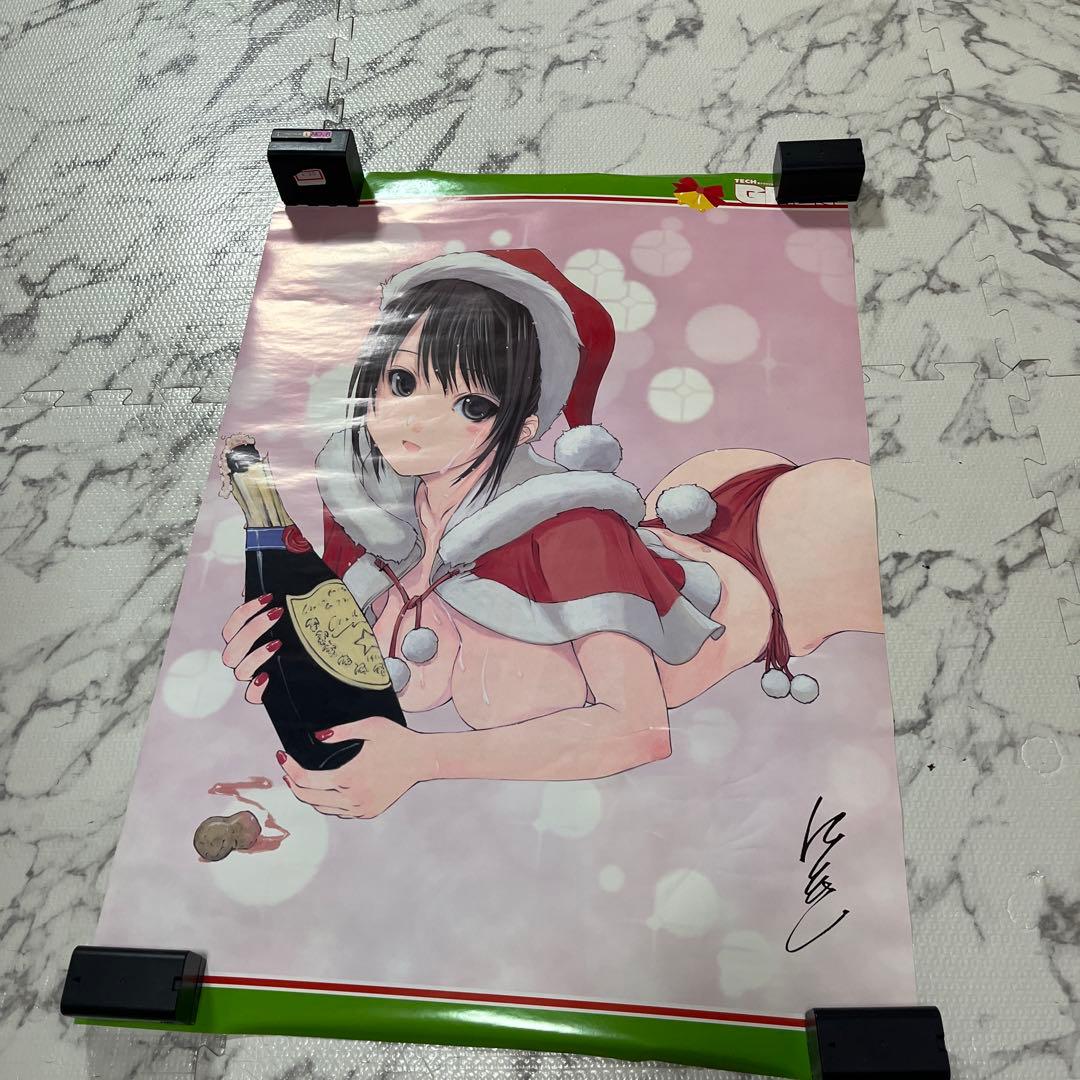 テックジャイアン　美少女　サンタ衣装キャラクターポスター サイン入り