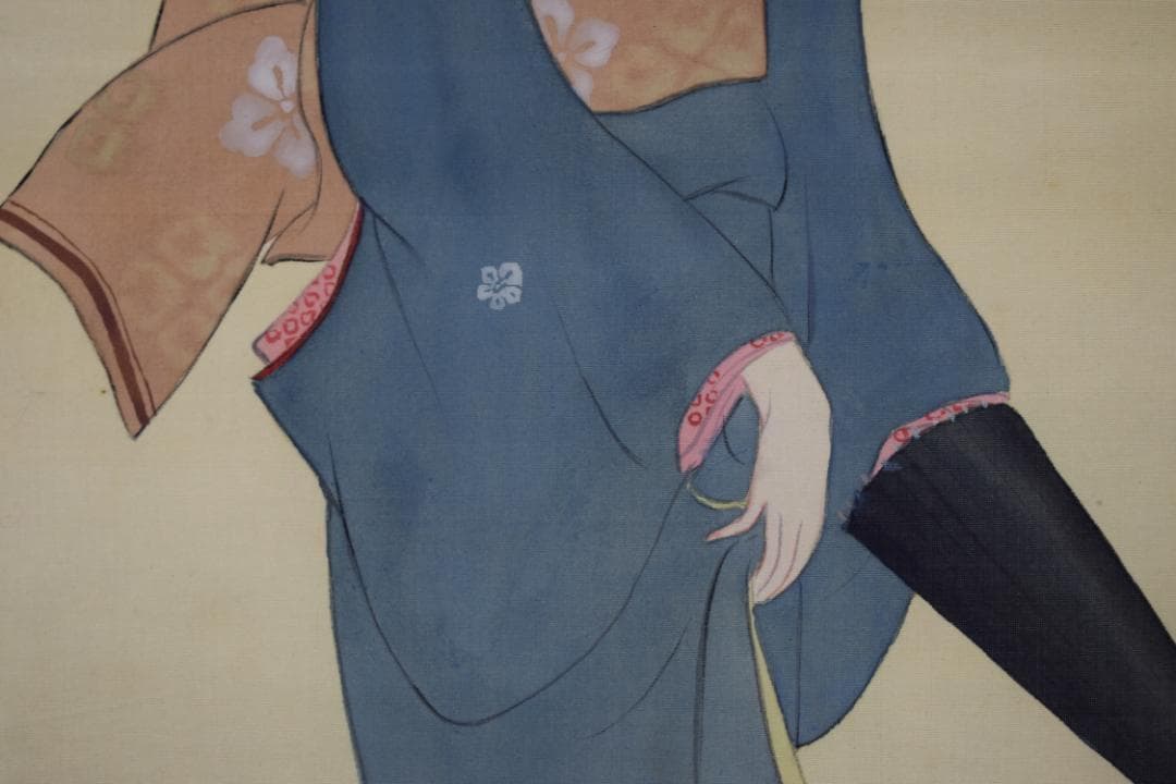 【真作】松嶺/紅葉美人図/掛軸☆宝船☆Y-508　JM