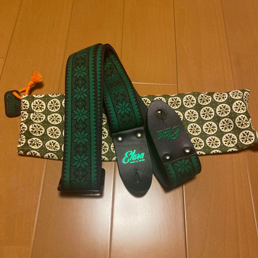 elaraストラップ　エララストラップ　ギターストラップ　緑