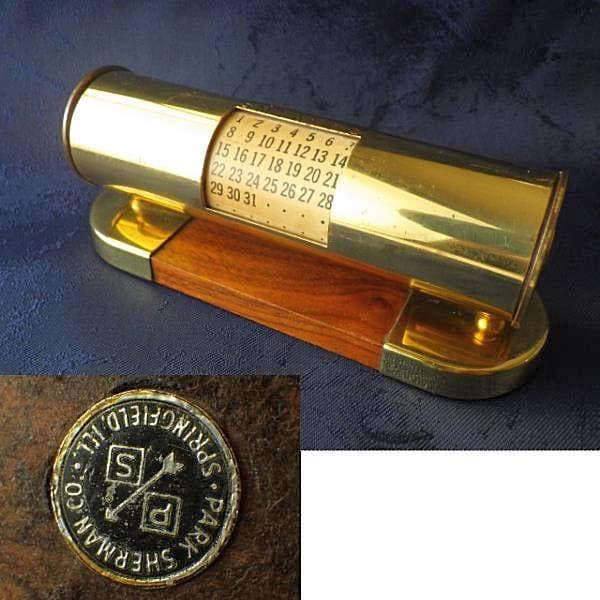 希少★アンティーク パークシャーマン 卓上 デスクカレンダー 真鍮 ヴィンテージ