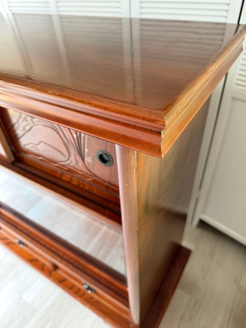 欅材 レトロ茶箪笥 水箪笥 古家具 昭和 アンティーク 収納棚