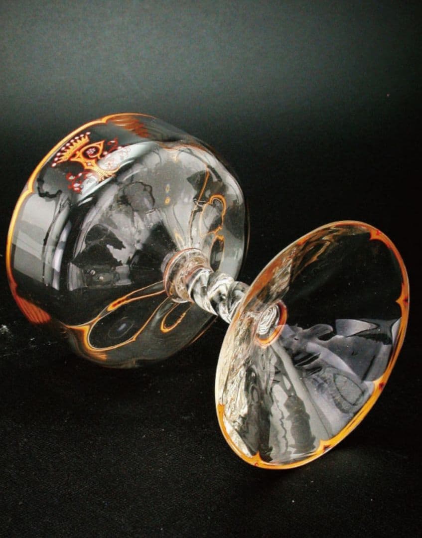 【期間限定値下】エミール・ガレ★エナメル彩★花装飾文★キャビネットグラス