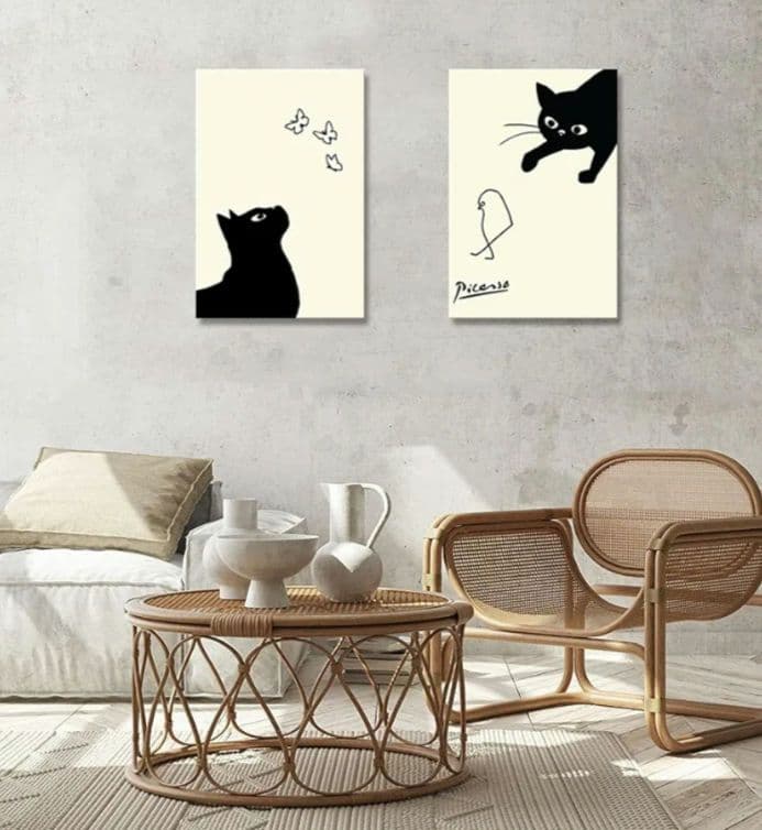 ピカソの猫アート・可愛い猫の絵画・キャンバス 30*40