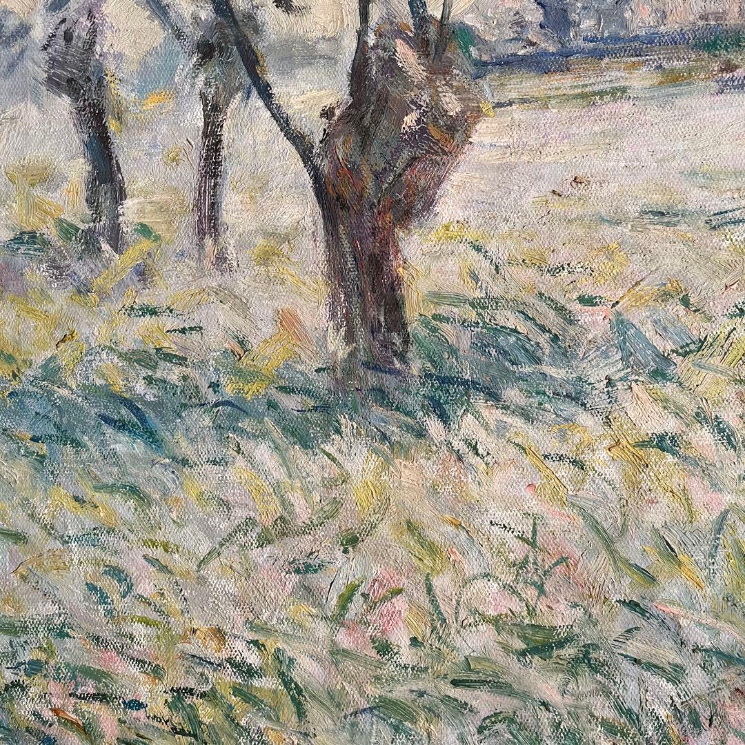 ★秀作★ 手書き油絵 クロード・モネ 柳の下に座る女（大）額付き 絵画