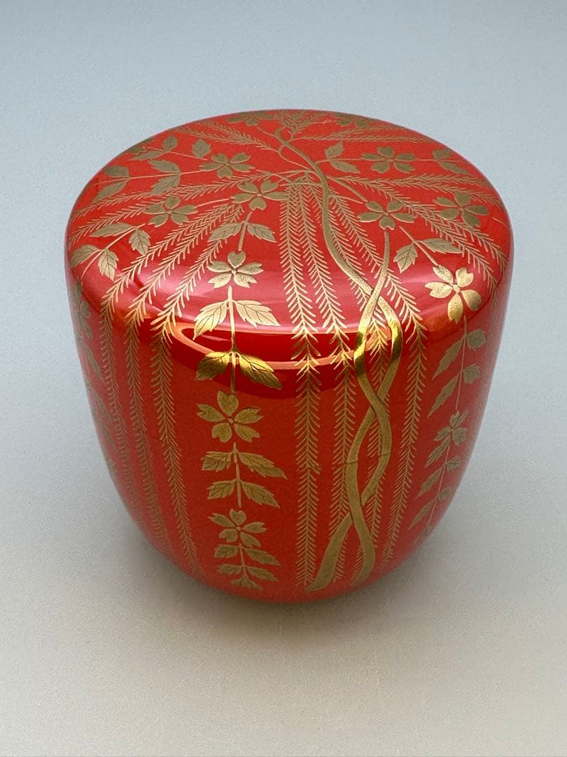 茶道具　棗　村田宗覚　柳桜蒔絵