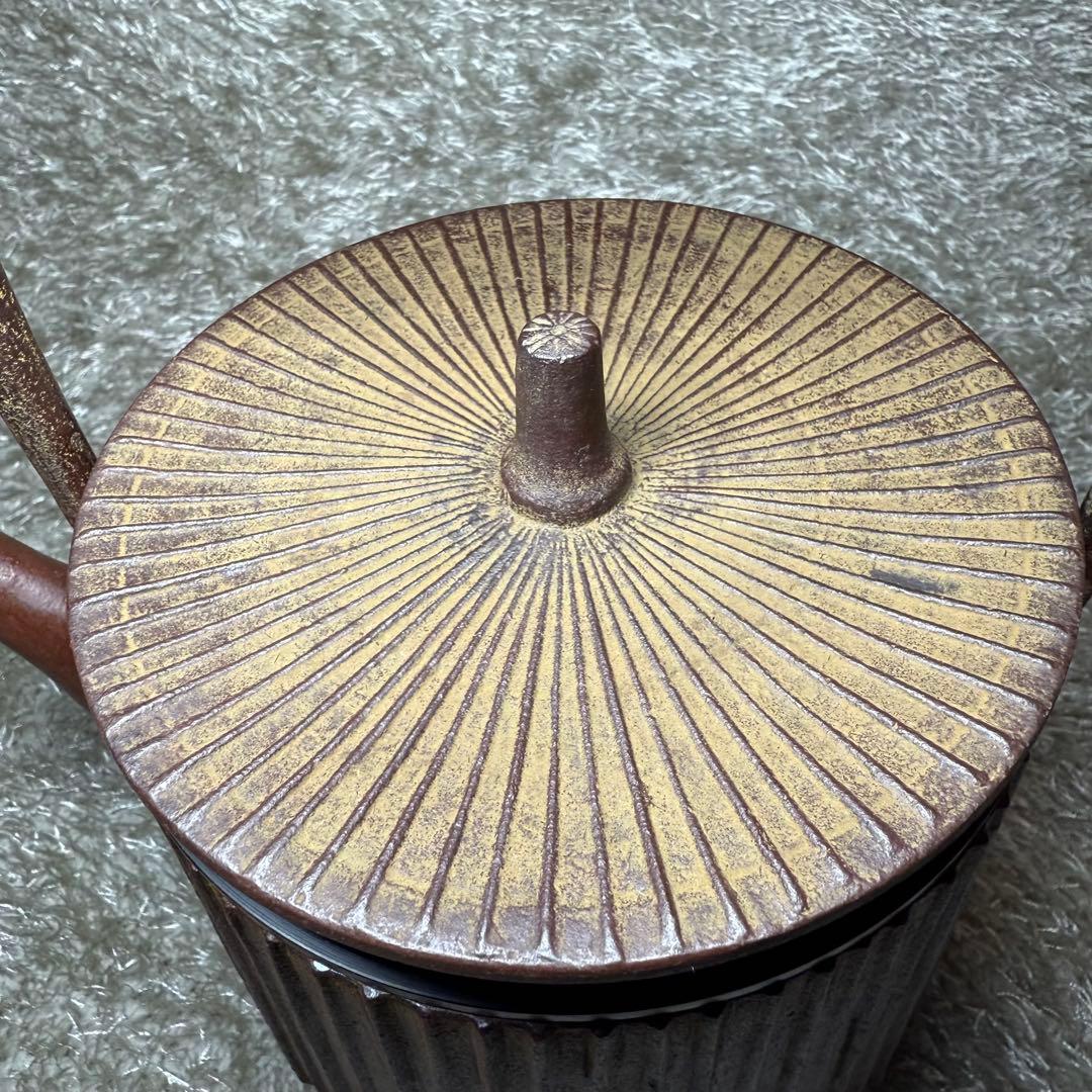 岩手県奥州水沢幸工芸　現代の名工 佐藤勝久造　利休型蛇ノ目１３型　南部鉄瓶