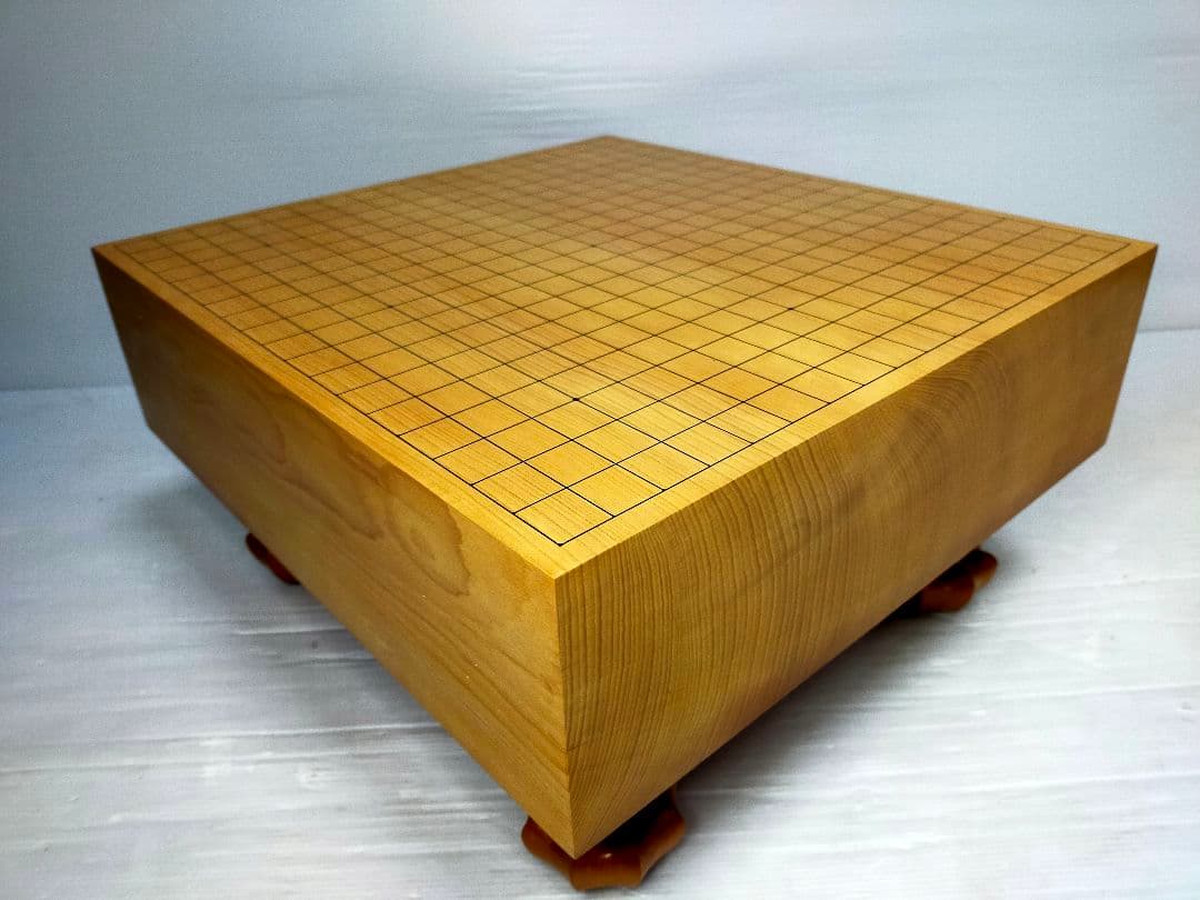 【至福の一局】囲碁盤 足付 木製 4寸 厚12.5cm 美木目 ヘソ有 本格派