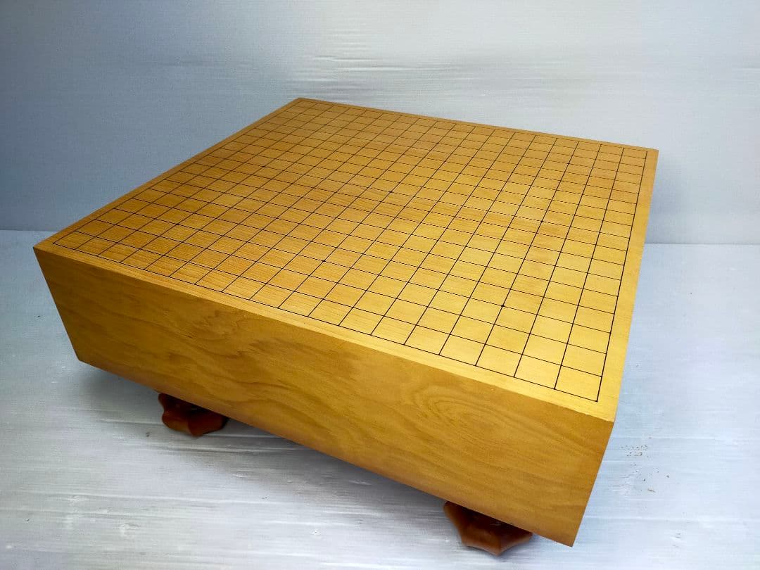 【至福の一局】囲碁盤 足付 木製 4寸 厚12.5cm 美木目 ヘソ有 本格派