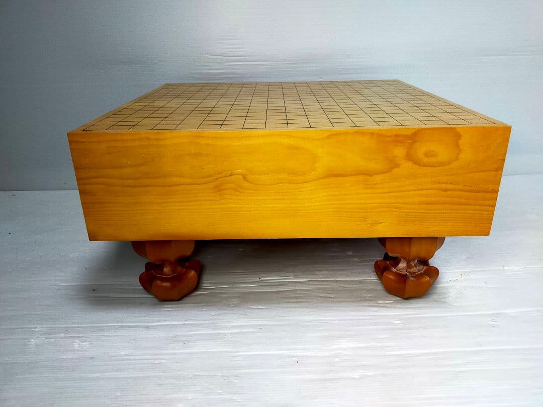 【至福の一局】囲碁盤 足付 木製 4寸 厚12.5cm 美木目 ヘソ有 本格派