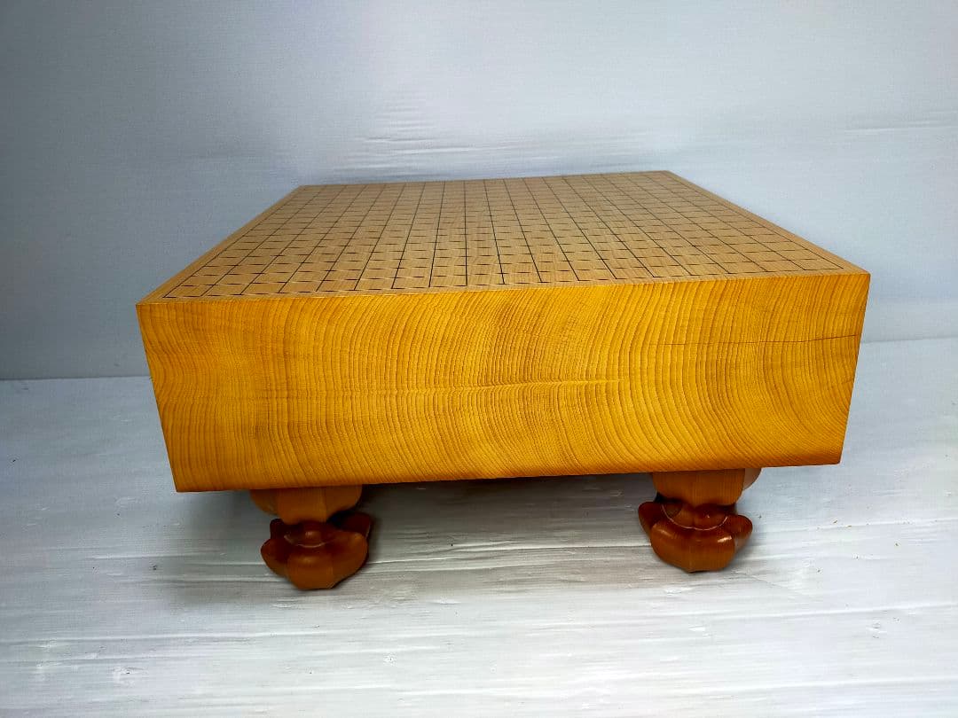 【至福の一局】囲碁盤 足付 木製 4寸 厚12.5cm 美木目 ヘソ有 本格派