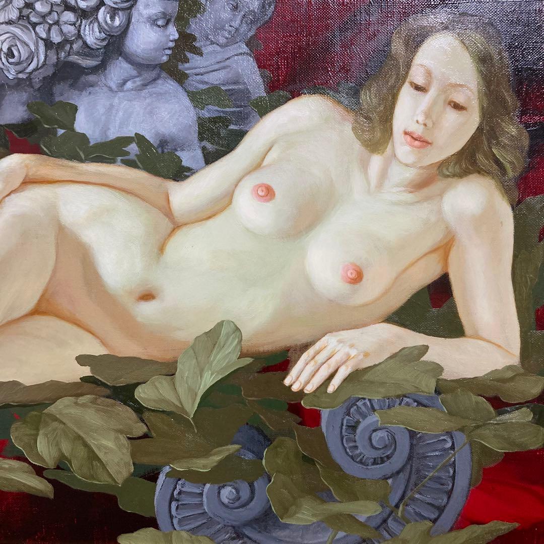 【真作保証】佐々木信平「裸婦」油彩6号 直筆サイン 絵画 美人 裸婦