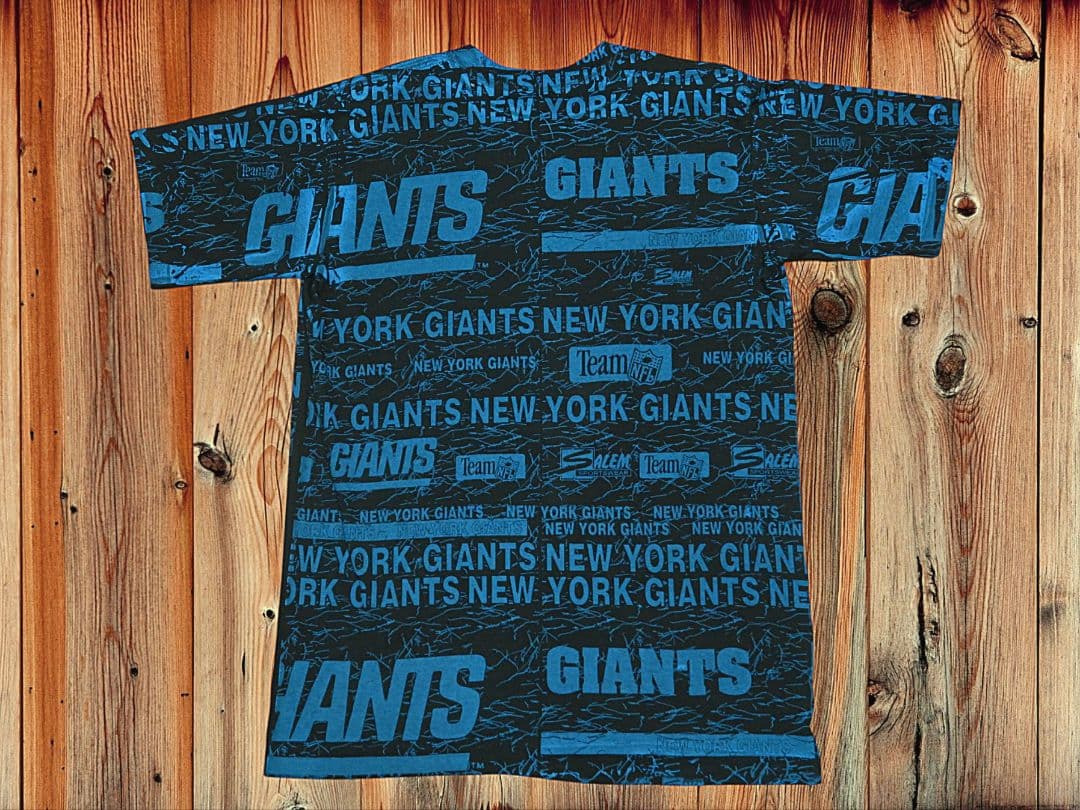 ✅️ USA製 ビンテージ NFL ジャイアンツ Tシャツ 総柄 アメフト L