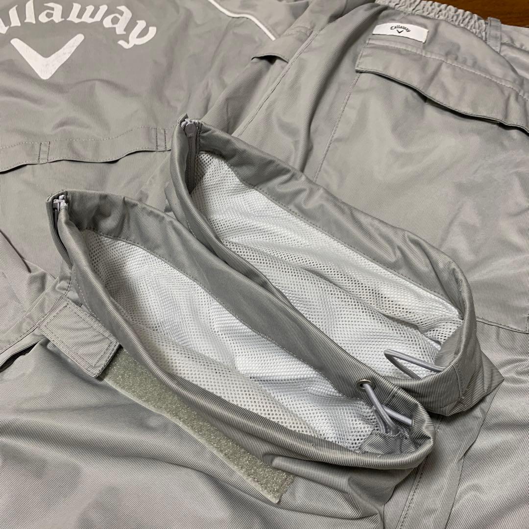 キャロウェイ　レインウェア　LL 伸縮素材　袖脱着　ライトグレー