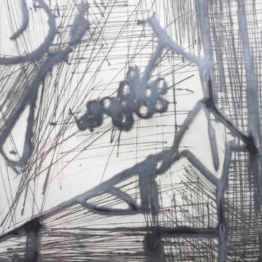 『コンポートのある静物画』 Bernard Buffet ドライポイント 版画