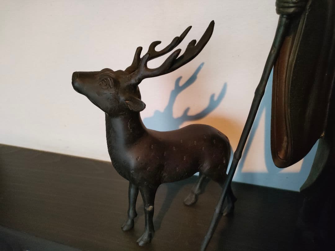 寿老人と鹿（台含む）骨董　置物