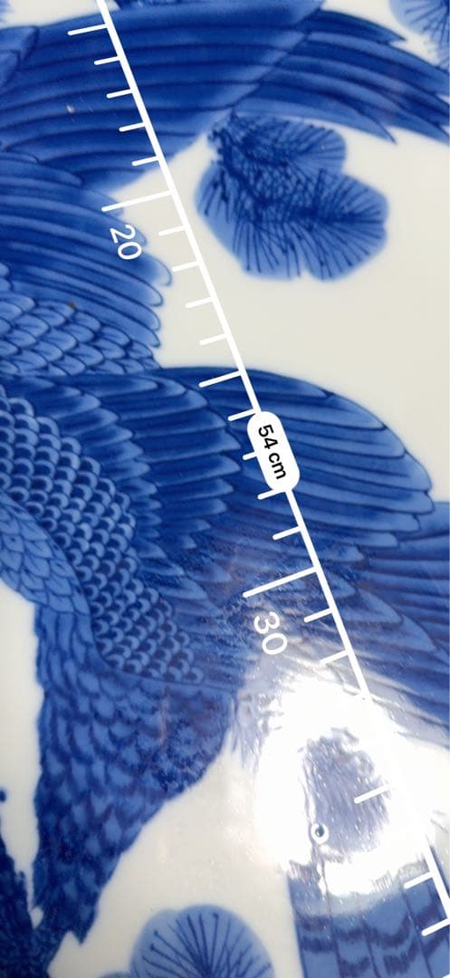 青い鳥と松のデザイン陶器皿 54cm