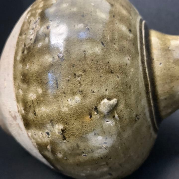 藤岡了一 識　隋代　青瓷長頸瓶　灰釉青磁花瓶(水瓶) 中国　唐物　時代