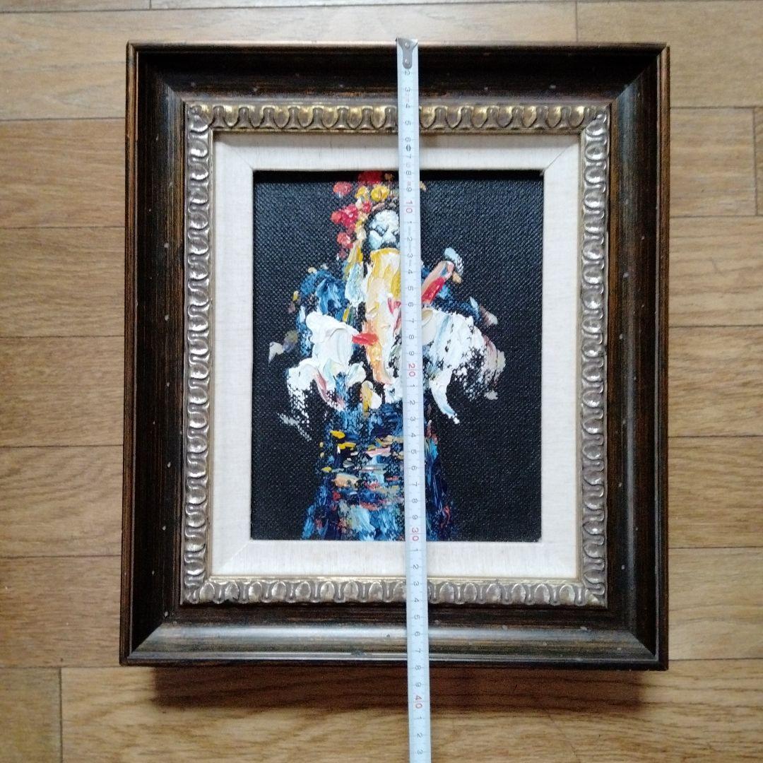 人物画、油絵、水墨画【三国志英雄張飛京劇人物】素晴らしい作品　額縁付