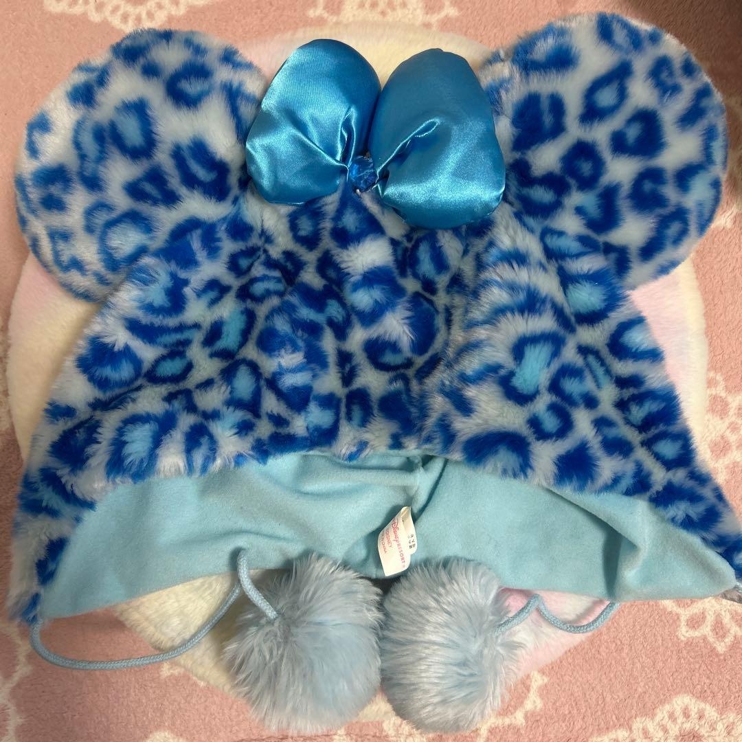 東京ディズニーリゾート ヒョウ柄帽子　青　ブルー