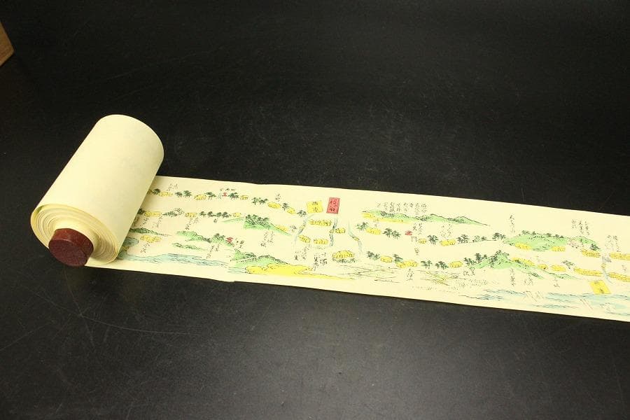 東海木曽両道中懐宝図鑑 上中下巻物 三点 (株)京文閣謹製 箱入(メ1654)