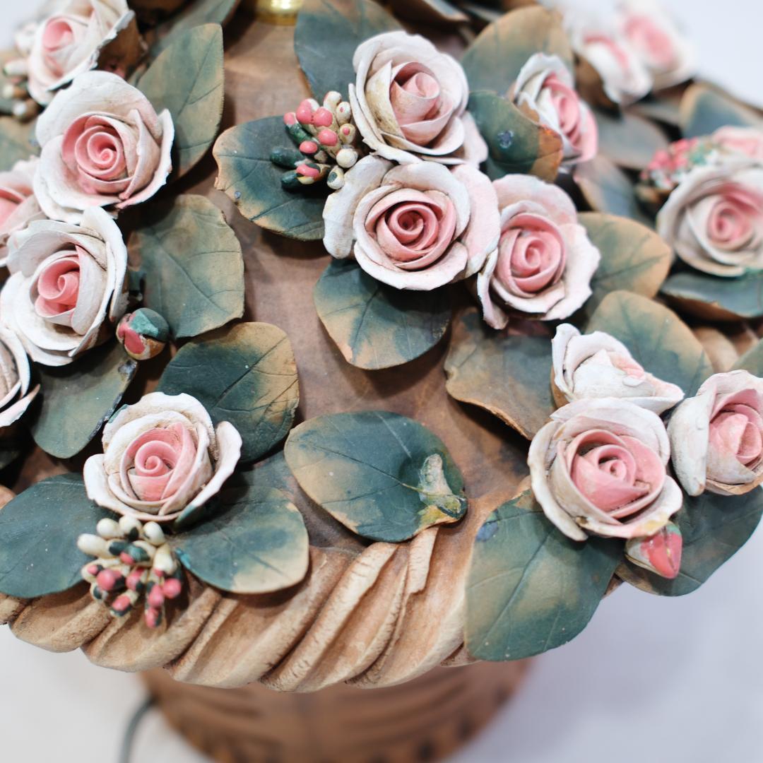 イタリア製 バラの鉢植デザインの照明ランプ