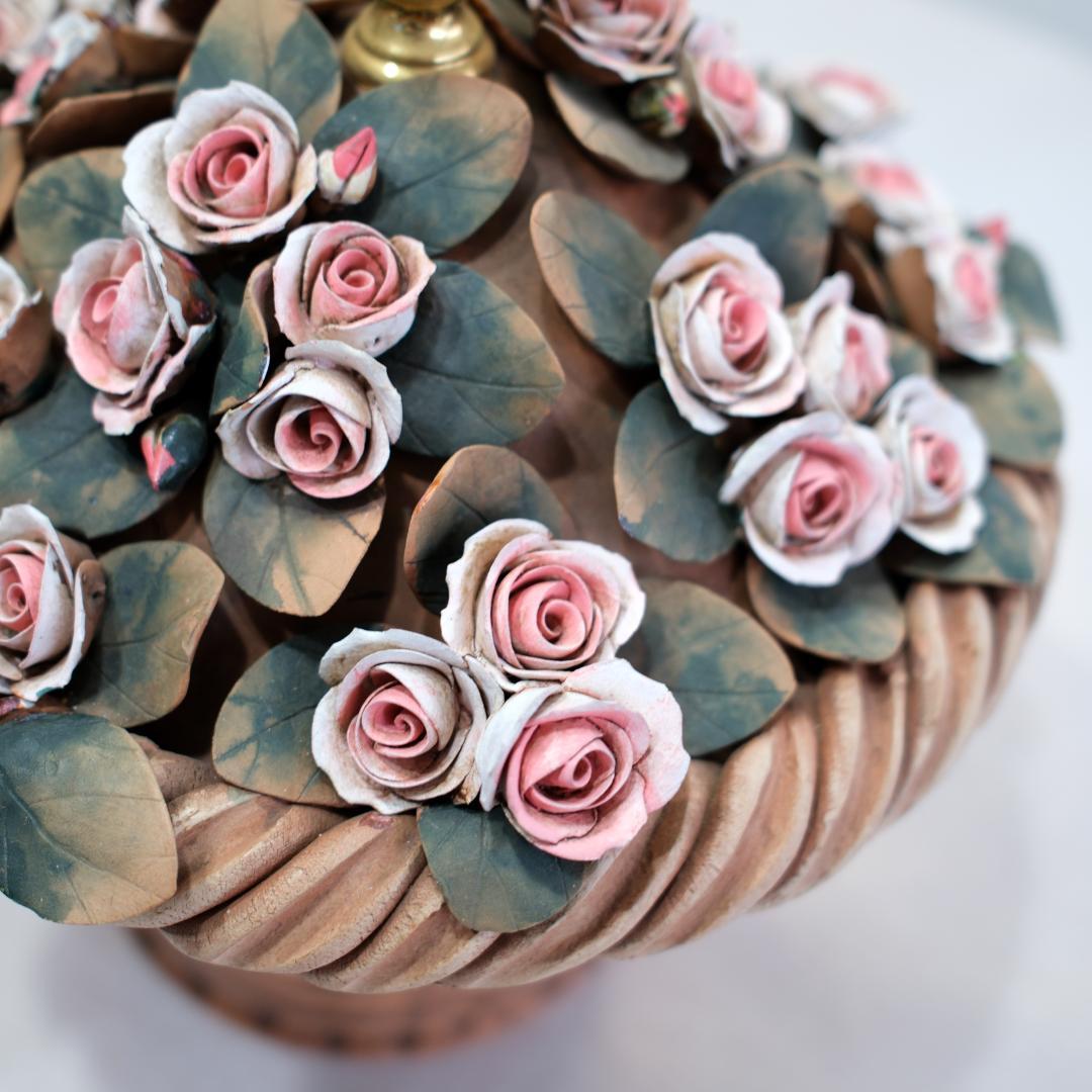 イタリア製 バラの鉢植デザインの照明ランプ