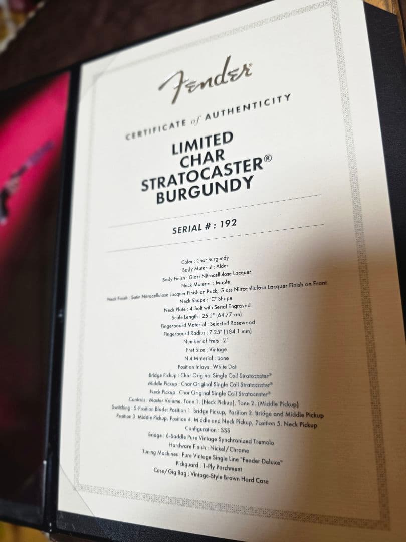 Limited Char Stratocaster® Burgundy