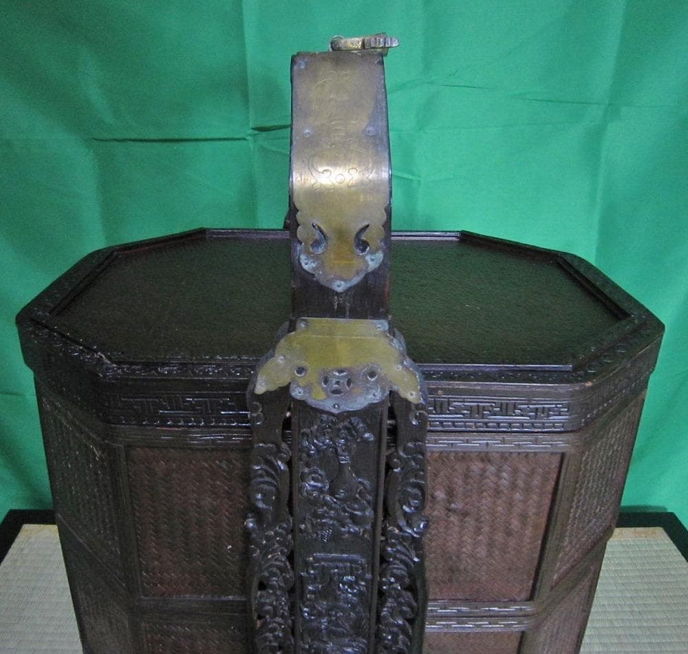 骨董　おかもち　岡持ち 木製三段