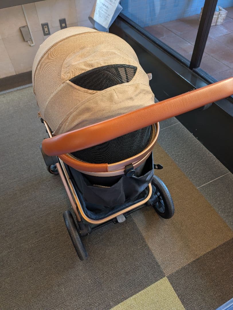 ペットカート ベージュ メッシュ窓付きSKISOPGO 型番aEEJ7t3gC