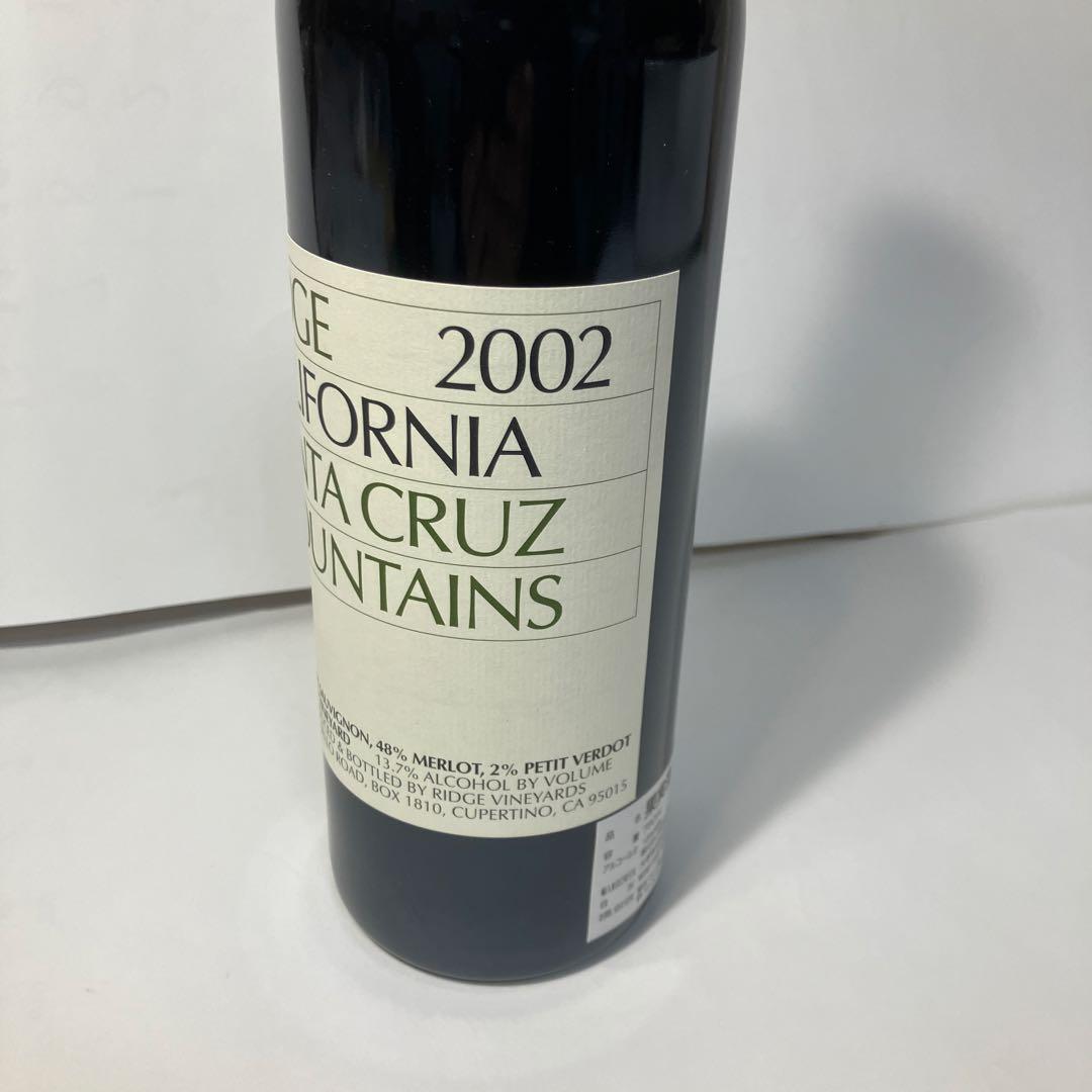 リッジ　カリフォルニア　サンタクルーズ　マウンテンズ2002 年　赤ワイン