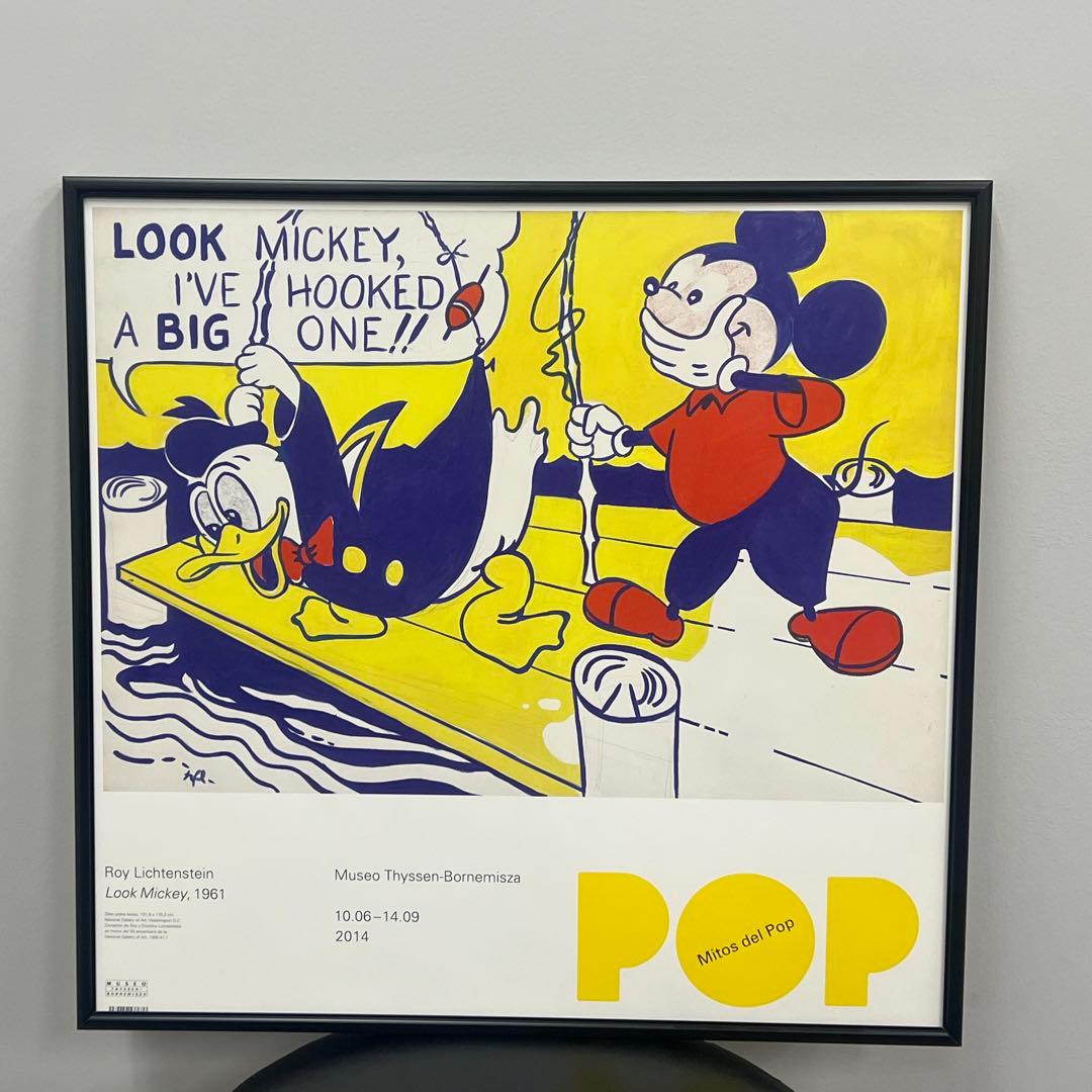 【フレーム付】ロイ リキテンスタイン Look Mickeyポスター　ミッキー
