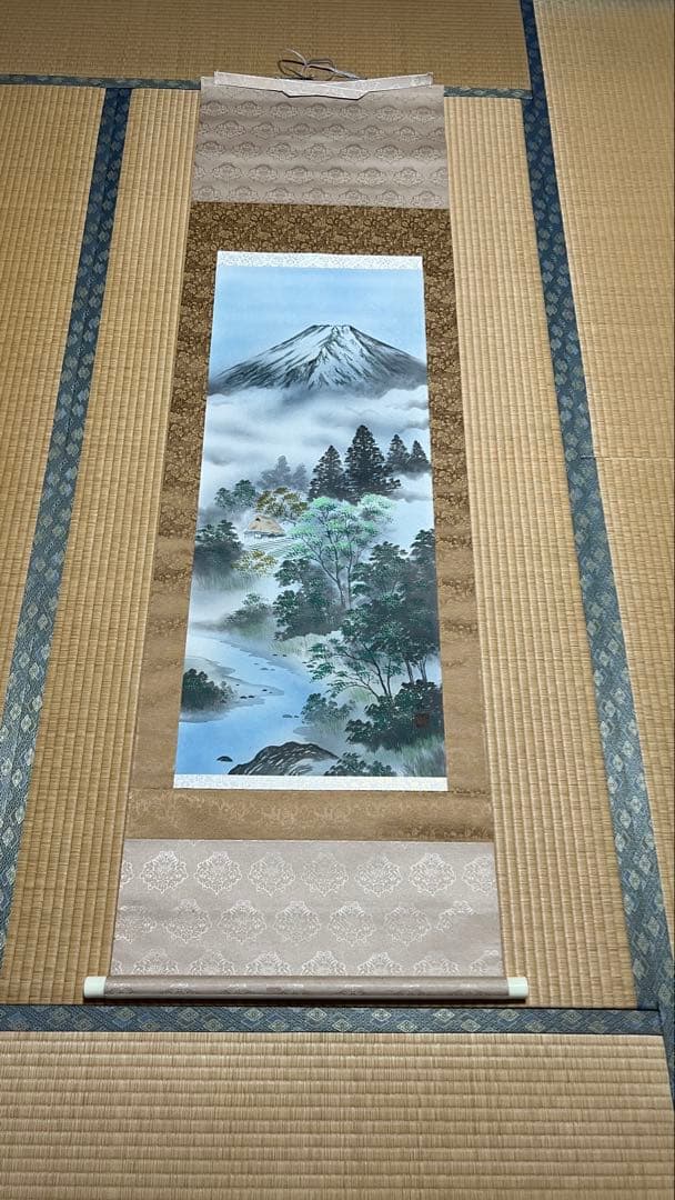 掛け軸 四季4本セット「富峰四季之図」春夏秋冬／富士山図／尺五立／箱付き