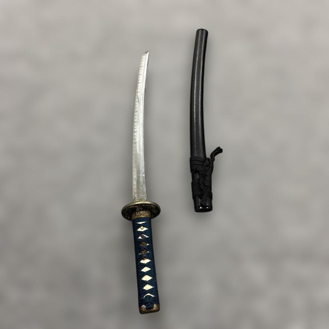 未開刃，模造刀、白鞘 刀 剣 長尺模造刀 模擬刀 舞踊 波紋刃 青い柄の刀