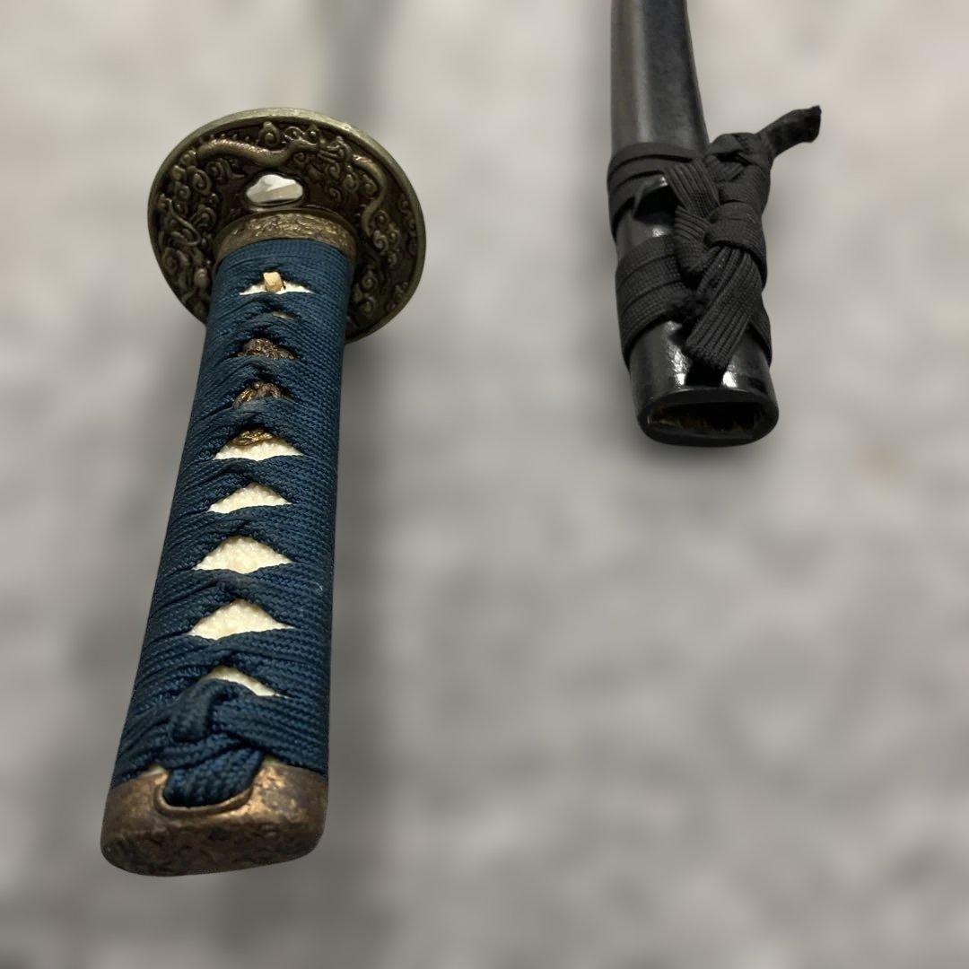 未開刃，模造刀、白鞘 刀 剣 長尺模造刀 模擬刀 舞踊 波紋刃 青い柄の刀