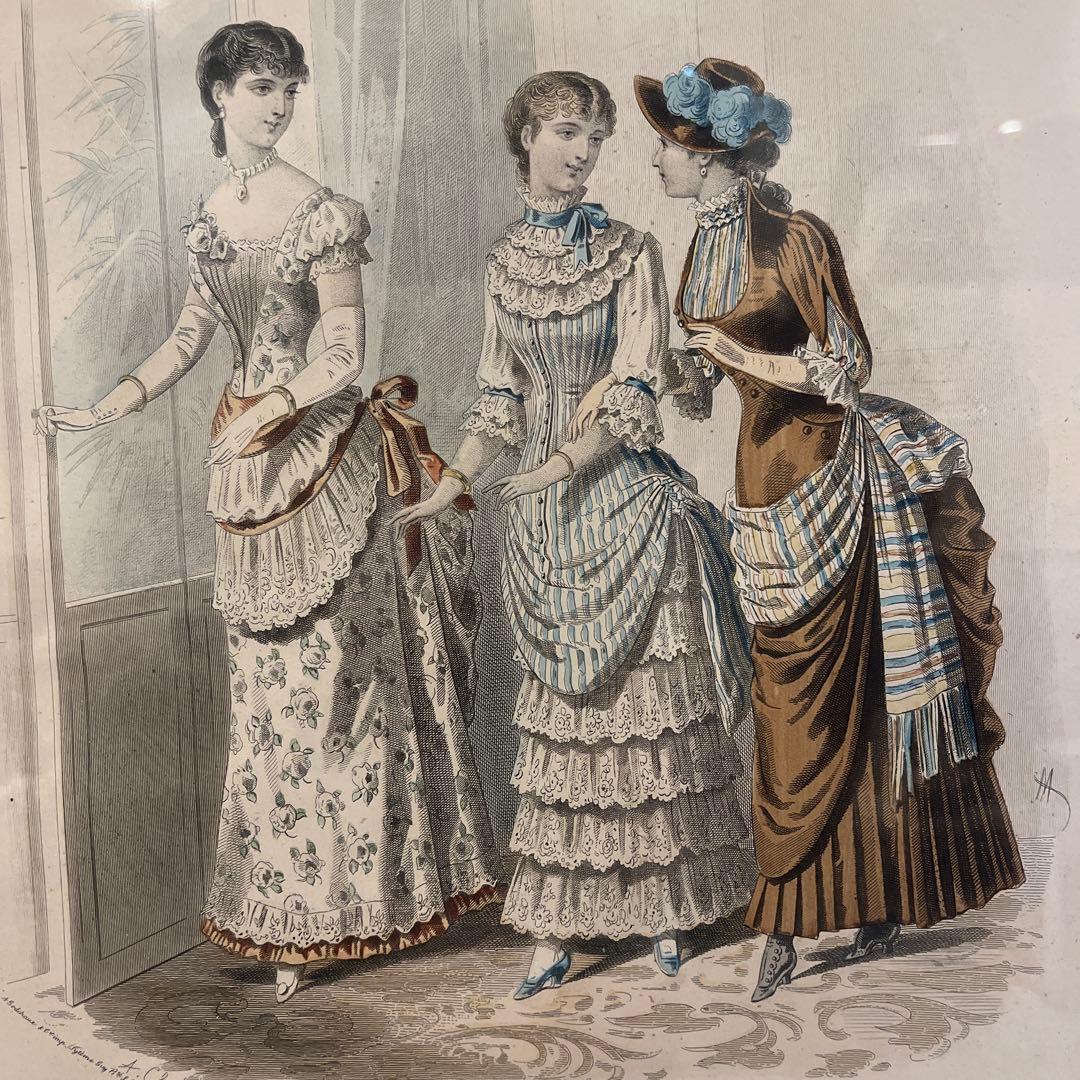 19世紀　La Moda Elegante Ilustrada 銅版画