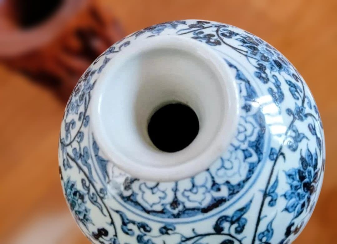 唐物　染付龍文花瓶　明時代　中国　大名品