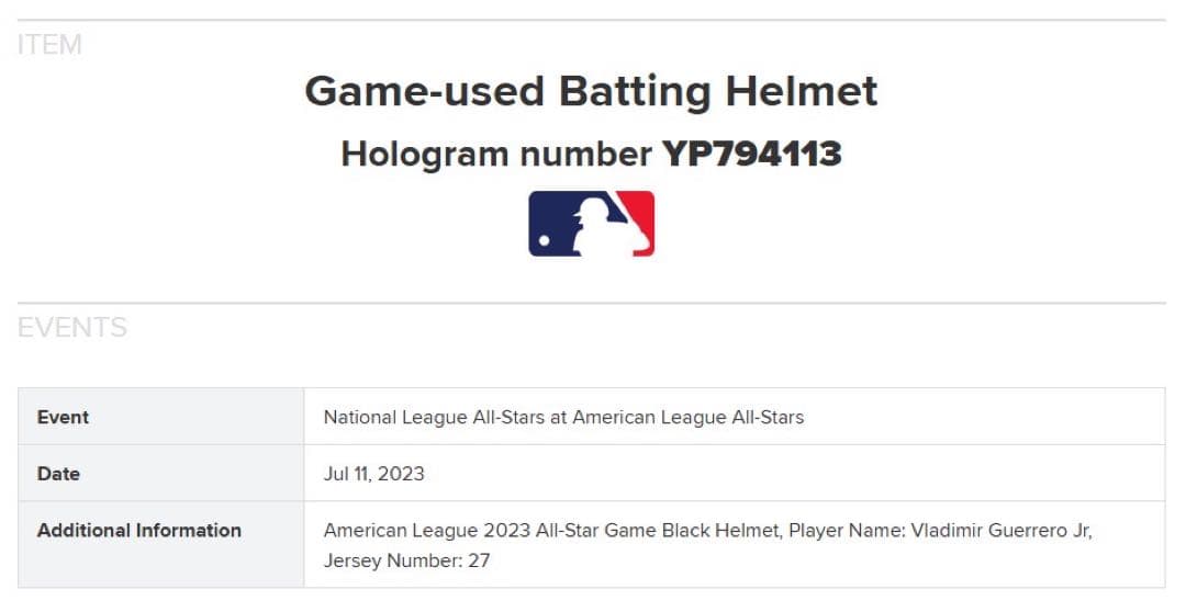 ブラディミール・ゲレーロ・Jr 23年オールスター実使用ヘルメット/大谷翔平