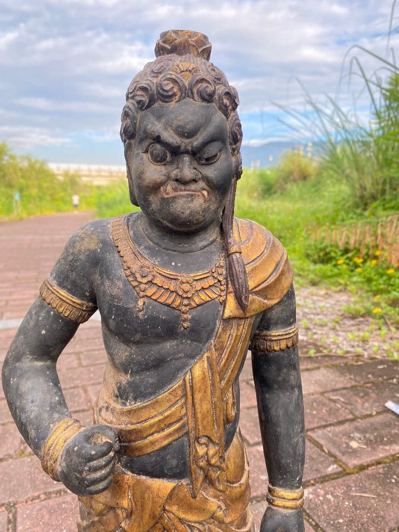 【修縁堂】【大型】極上彫 高61cm 不動明王 精密彫刻　仏教工芸品　木彫仏像