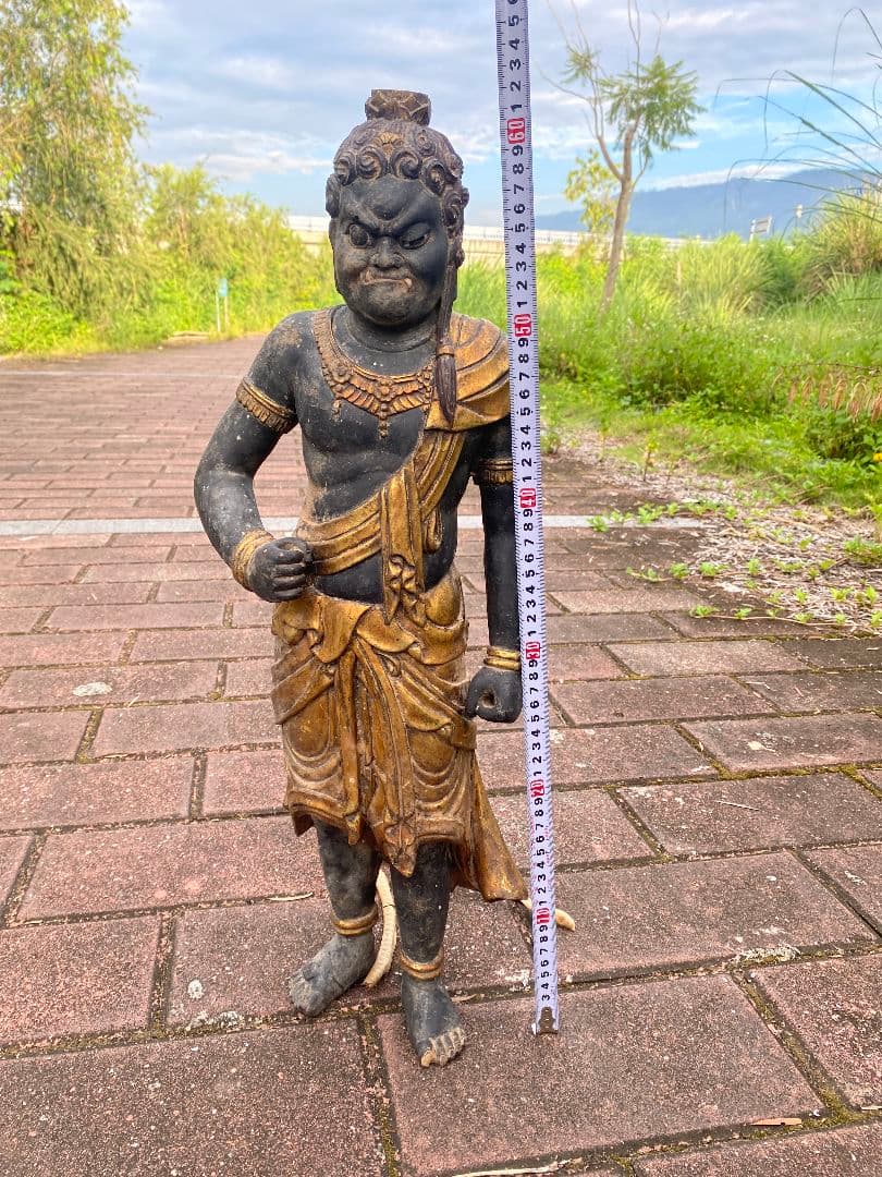 【修縁堂】【大型】極上彫 高61cm 不動明王 精密彫刻　仏教工芸品　木彫仏像