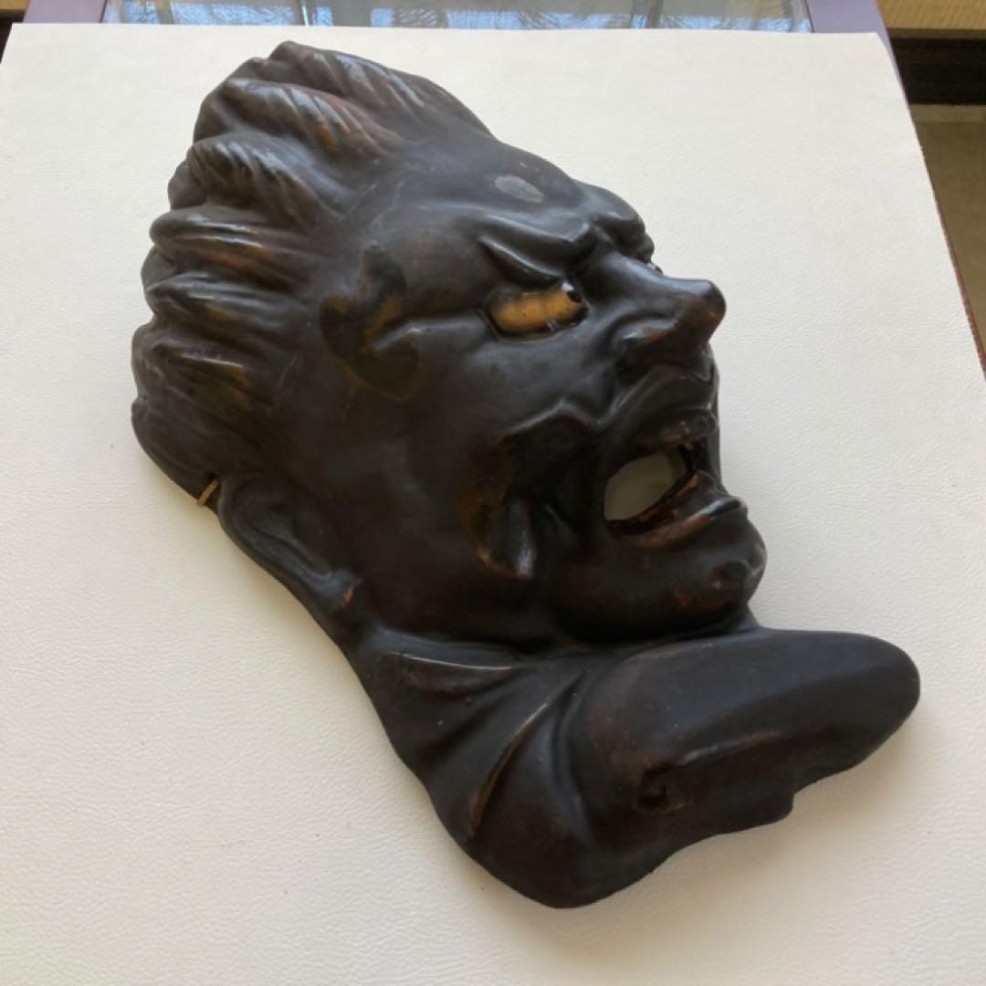 伐折羅大将 広目天⁇ お面 壁掛け 乾漆⁇ 仏教 美術 2点 骨董品 レトロ